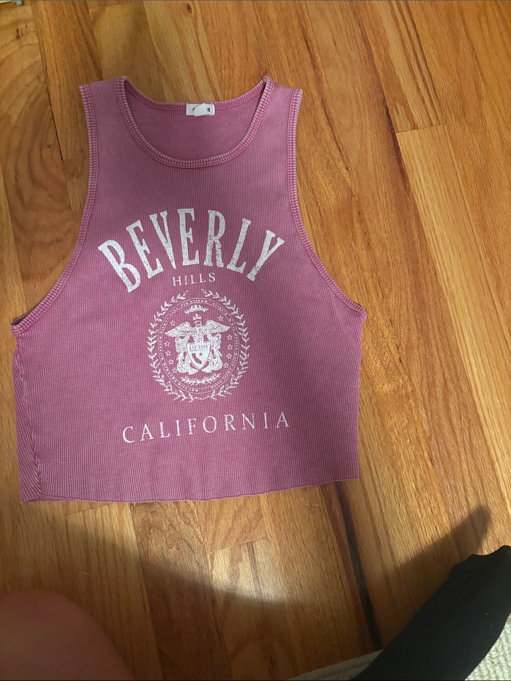 Garage Mauve/Pink Beverly Hills California Ribbed Tank Top - M